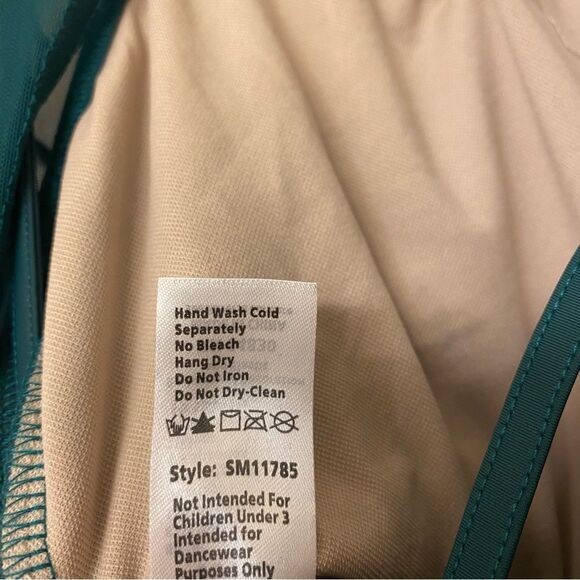 WEISSMAN balera Dance Costume green Mock Neck Power Mesh Romper SM11785 MC child - Picture 5 of 9